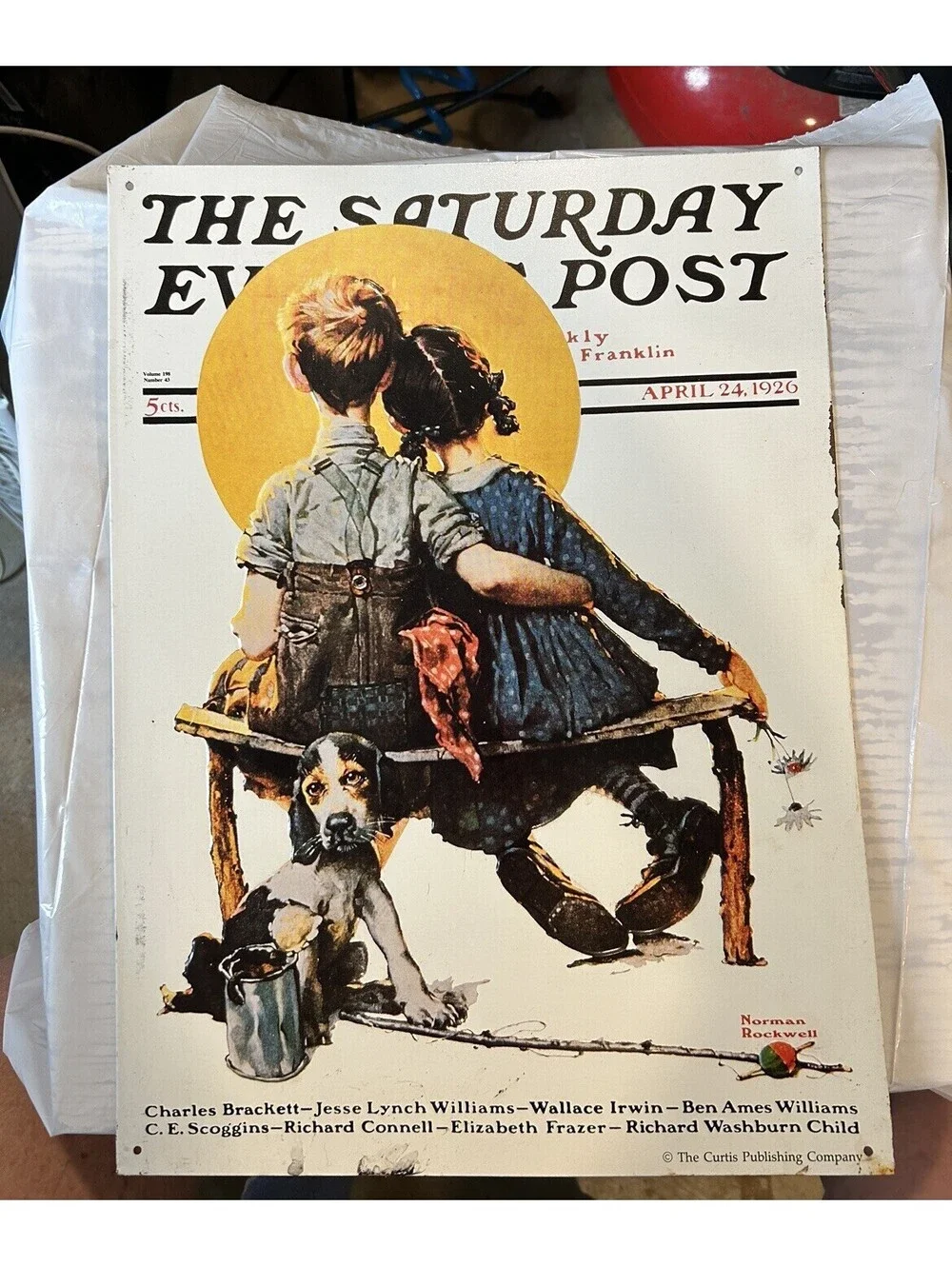 Norman Rockwell 1926 Saturday Evening Post Cover Embossed Metal SIGN beautiful